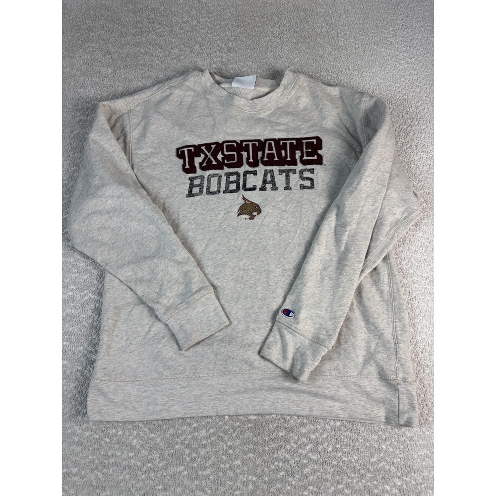 Texas State Bobcats Sweatshirt Mens Large Gray NCAA Football Champion Fleece